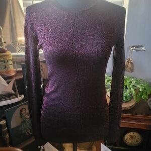 Ellen Tracy Black and Rouge Shimmer Top